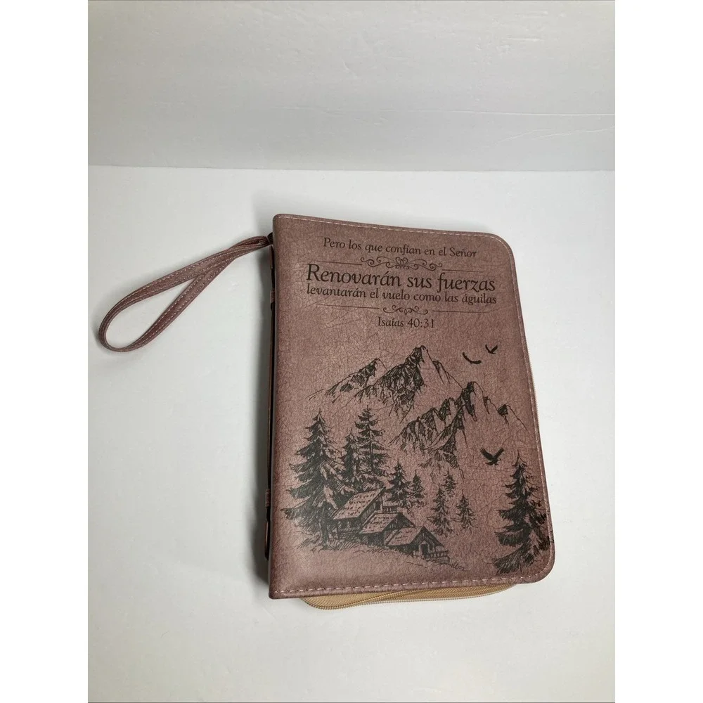 Spanish Bible Cover Bag Faux Leather 7x10 inch Isaiah 40:31 en Espanol
